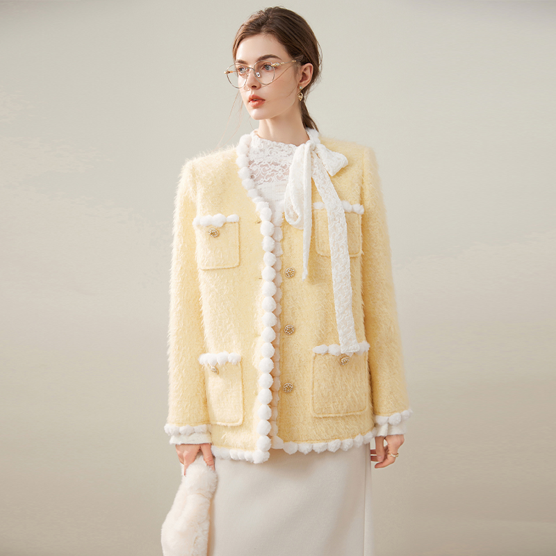 白鹿语撞色织带夹棉加厚棉衣25冬款款气质温柔对称口袋棉服女 - 图2