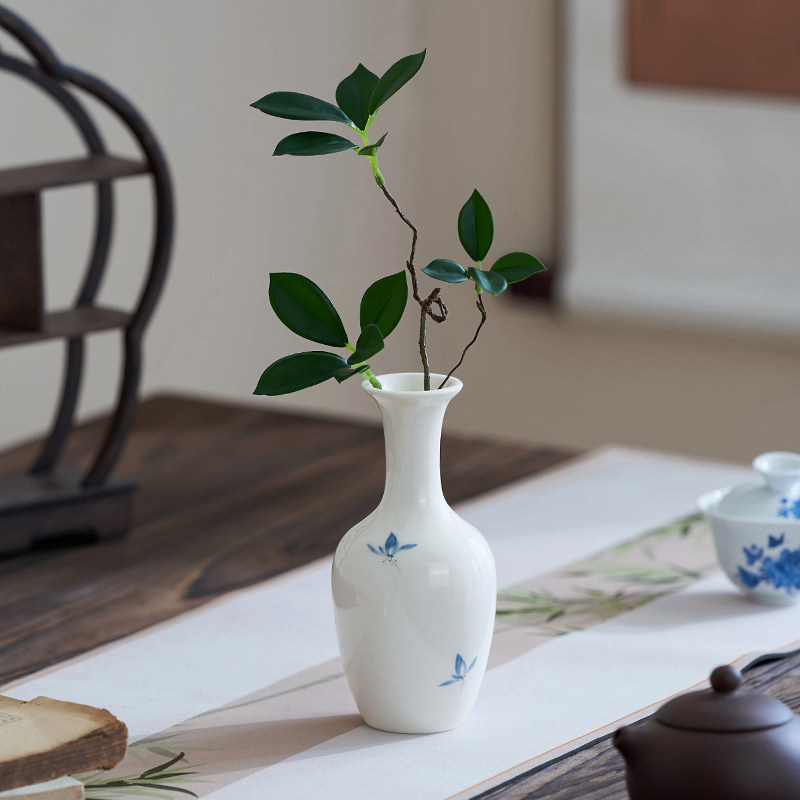 复古手绘蝴蝶兰花陶瓷小号花瓶迷你禅意装饰摆件水养插花客厅书房,淘宝优惠券,粉丝福利购,淘宝优惠卷