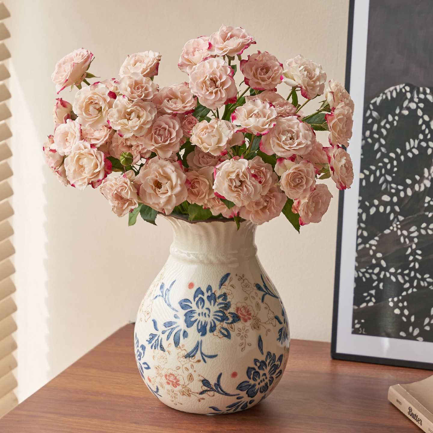 高级感摆件新中式复古陶瓷花瓶家居青花瓷客厅水养插花装饰品玄关,淘宝优惠券,粉丝福利购,淘宝优惠卷