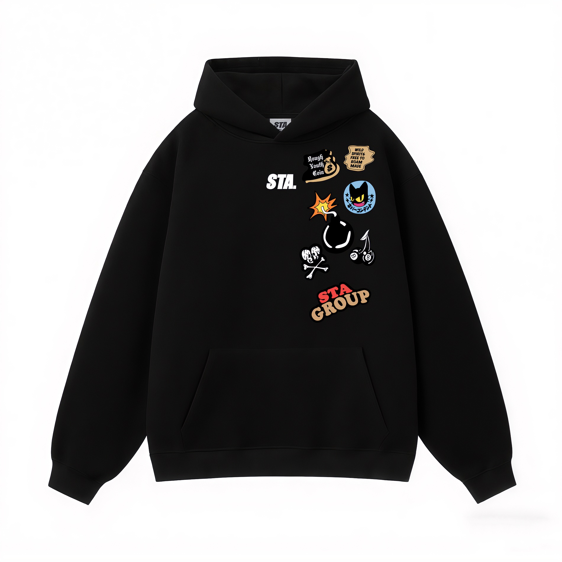 STA旗舰店美式潮牌涂鸦印花连帽卫衣男女秋冬季高街重磅纯棉卫衣