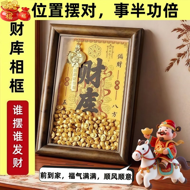 2026年财库摆件相框五路财神黄财神爷福财客厅办公室开财补库钥匙,淘宝优惠券,粉丝福利购,淘宝优惠卷