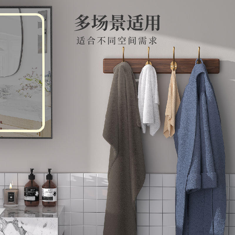 入户门挂衣钩高级实木玄关挂钩进门后墙壁挂衣架高端打孔衣服挂钩