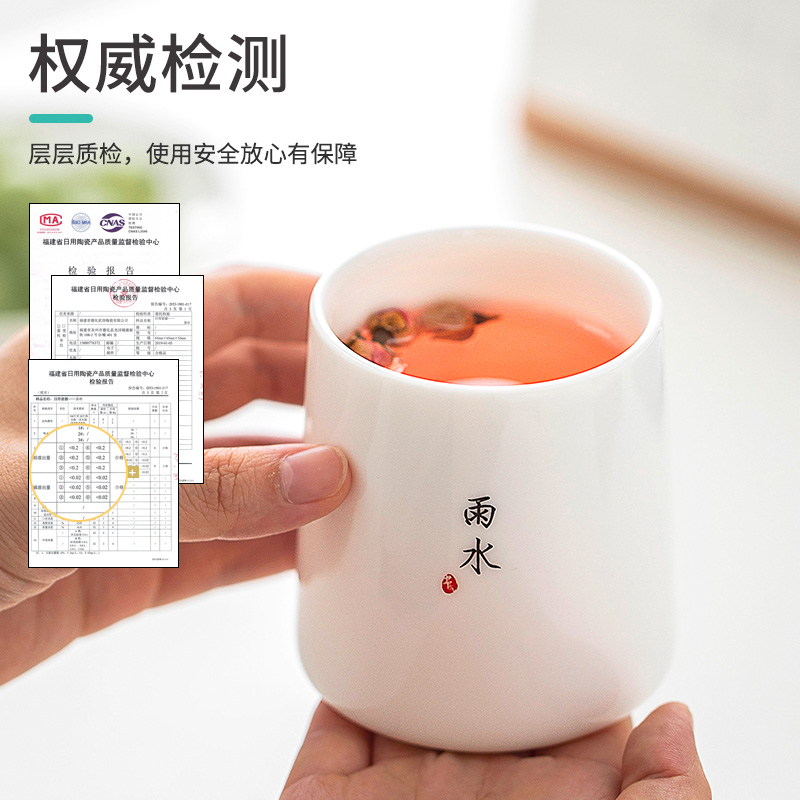 羊脂玉24节气杯功夫茶杯个人专用主人杯白瓷单杯茶盏陶瓷品茗杯-图2