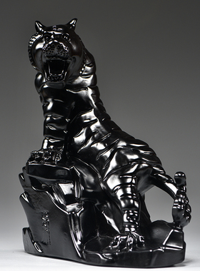 黑色老虎摆件实木雕刻十二生肖