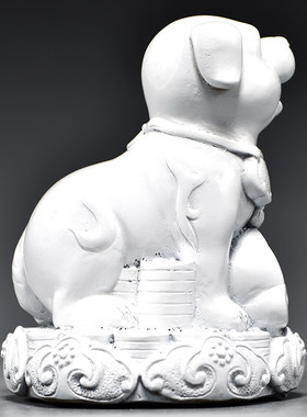 白色金属小狗摆件十二生肖狗家居客厅办公室电视柜装饰品工艺品