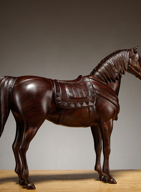 雕刻马到成功摆件家居客厅工艺品