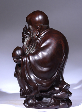 黑檀木雕刻家居客厅生日寿星公