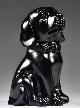 黑色木头狗摆件十二生肖实木