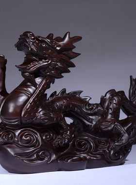 木质飞龙摆件十二生肖实木吉祥物