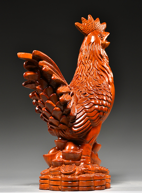 花梨木头大公鸡摆木质十二生肖鸡家居客厅店铺装饰品开业乔迁送礼