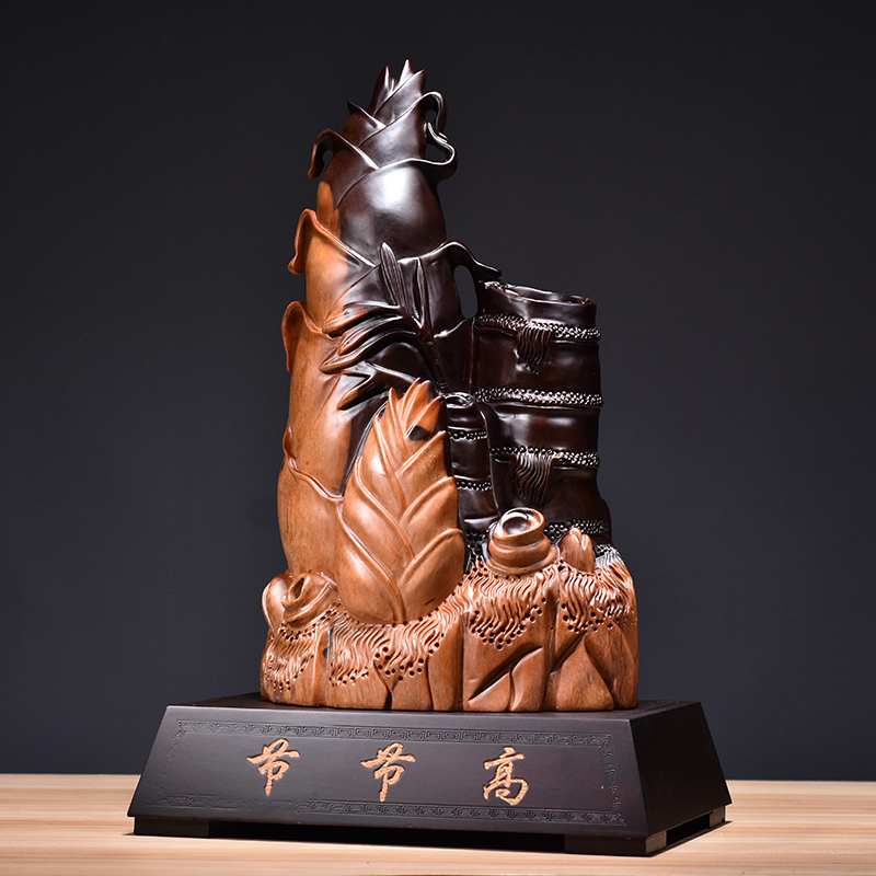 黑檀木雕节节高竹子红木家居客厅装饰寓意摆件竹笋乔迁送礼工艺品