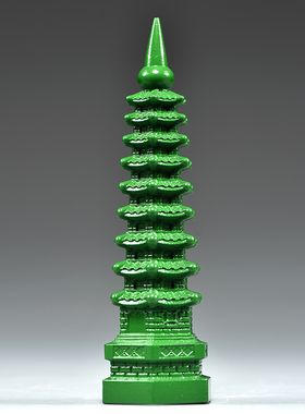 绿色桃木雕刻9层文昌塔