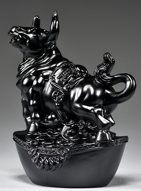 黑牛摆件实木质雕刻十二生肖