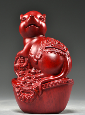 动物客厅桌面摆件花梨木