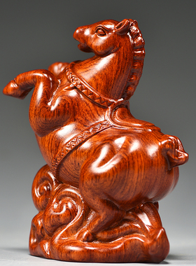 花梨实木质马客厅马到成功摆件