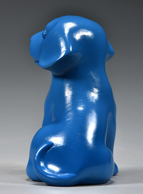 蓝色木质狗实木十二生肖木头摆件