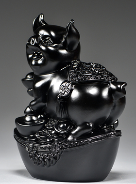 黑猪摆件实木质雕刻十二生肖