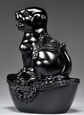 黑色狗摆件实木雕刻十二生肖