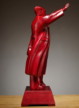 红花梨木雕毛主席挥手全身工艺品