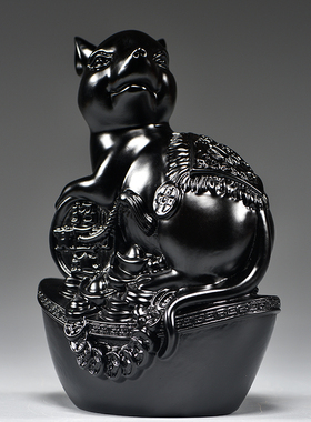 黑色老鼠摆件实木雕刻十二生肖