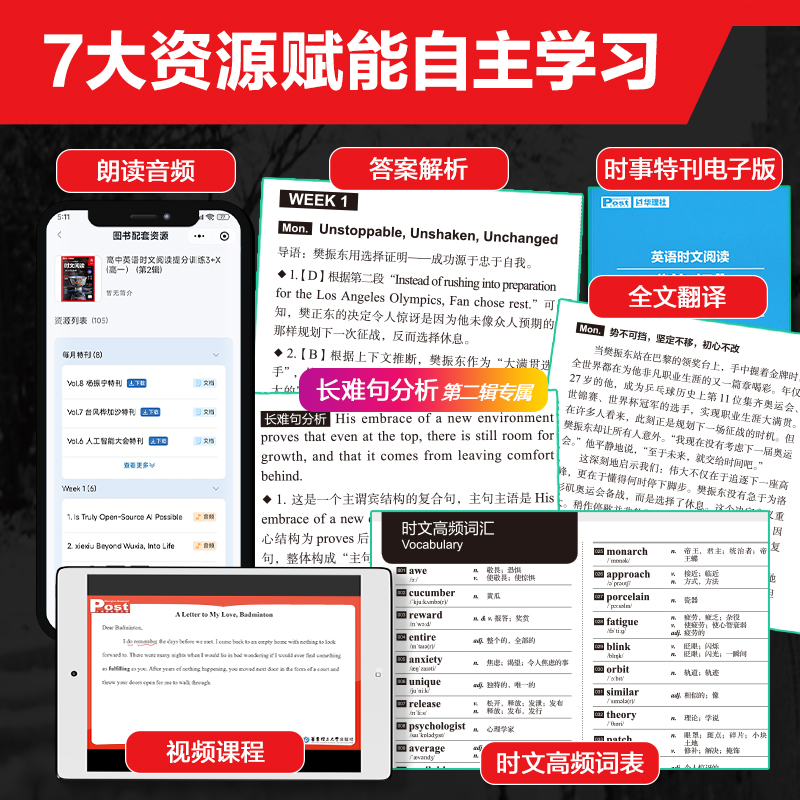 【新版第2辑】高中英语时文阅读提分训练3+X ssp上海学生英文报华理社时文阅读题源外刊高一高二高三高考完形阅读题华理社 - 图1