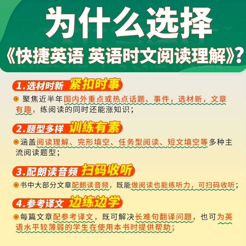 2024新版快捷英语时文阅读理解活页七八九年级26期小升初上册下册初中英语传统文化阅读与写作初一二三中考热点题型中国电力出版社-图2