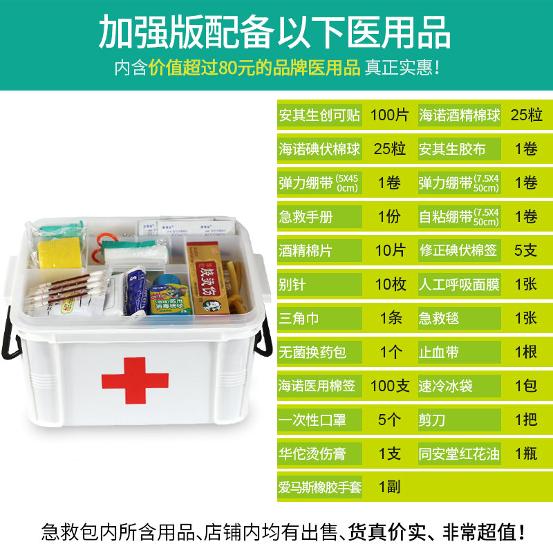 医用急救箱家用大容量药箱收纳盒全套应急加厚医疗箱医疗应急包 - 图1