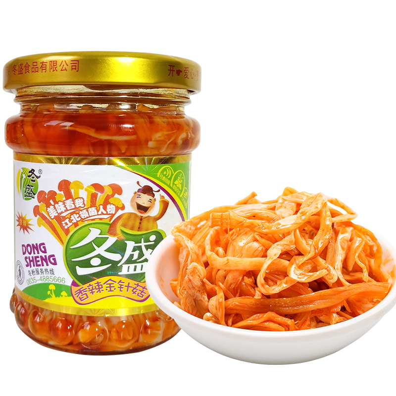 冬盛香辣金针菇175g*3瓶装零食拌饭拌面开胃下饭菜金针菇佐餐小菜