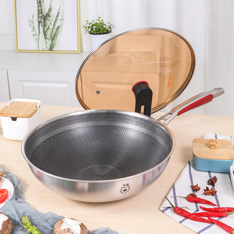 康巴赫第四代五代旗舰款不粘锅炒锅不锈钢官方旗舰炒菜锅家用燃气 - 图0