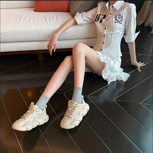 贵人鸟男鞋运动鞋2025新款秋冬厚底老爹鞋女轻便软底跑步鞋休闲鞋 - 图0