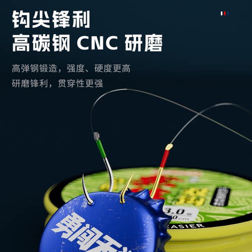 新无结子线双钩金海夕翘嘴伊势尼草鱼绑好成品加长子线钓行程鱼钩 - 图2