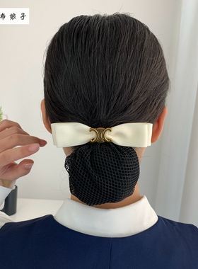 小布娘子黑色蝴蝶结弹簧卡赫本风