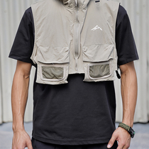 GUNCHill Summer lovers Outdoor Mountain Department Leisure loose Multi-pockets Lianhood Overalls retro mix with Machia