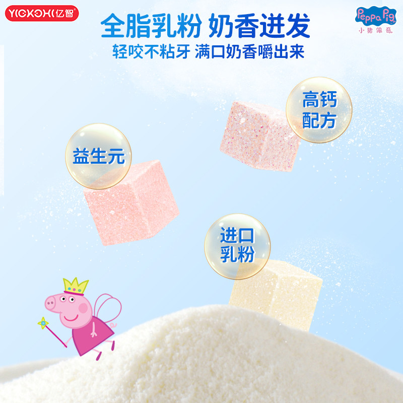 亿智小猪佩奇联名休闲零食牛奶糖高钙益生元儿童糖果解馋网红小吃,淘宝优惠券,粉丝福利购,淘宝优惠卷