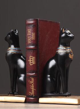 北欧复古埃及猫书挡装饰品书房书靠书立摆件别墅样板房软装饰品