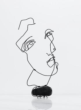 现代简约欧式轻奢黑色抽象人物摆件样板房售楼处书房客厅软装饰品