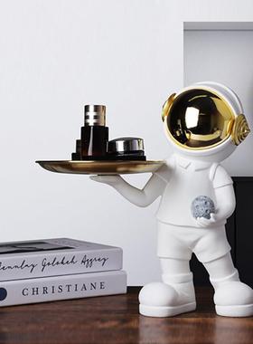 创意北欧宇航员托盘钥匙收纳进门玄关客厅电视柜桌面树脂摆件轻奢