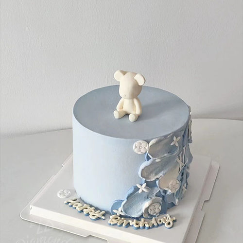 男生简约风生日蛋糕装饰抱心熊翻糖巧克力模具摆件hp英文插件烘焙 - 图0