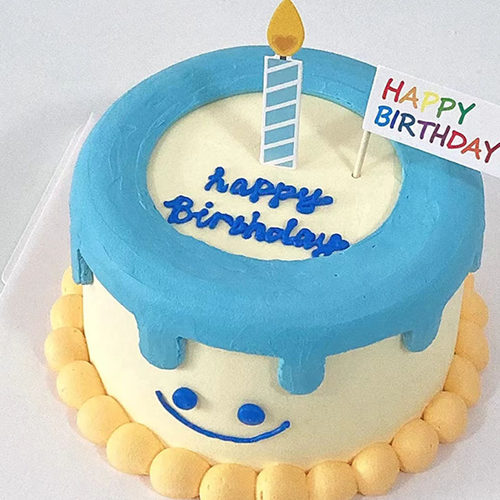 简约ins风笑脸蛋糕蓝色蜡烛五彩happy插牌摆件英文模具装饰烘焙台 - 图3