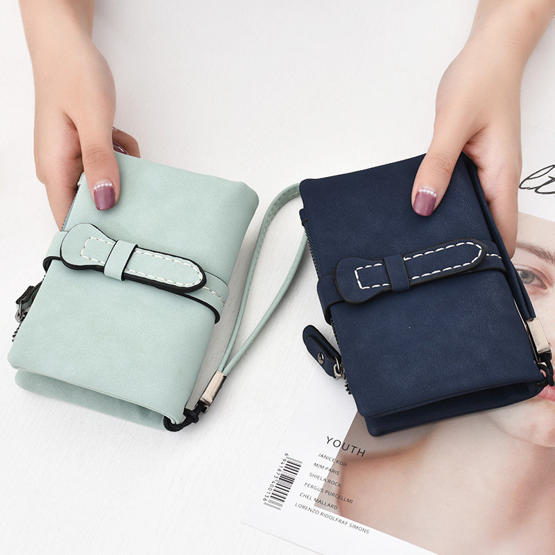 奔蕾女短款2020新款日韩抽带零钱包 奔蕾钱包