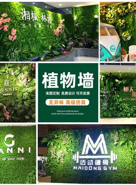仿真植物墙绿植墙面装饰假绿植塑料花草室内客厅户外草坪背景墙