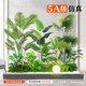 Simulated green plants and large potted plants under the stairs in the living room