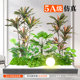 Simulated green plants and large potted plants under the stairs in the living room