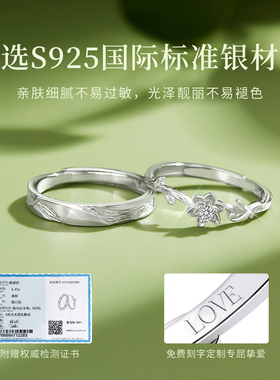 情侣对戒纯银戒指女一对高级感