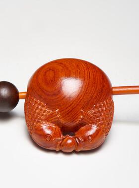 花梨木雕木鱼实木质随身携带中式手把件打击乐器解压佛系念小摆件