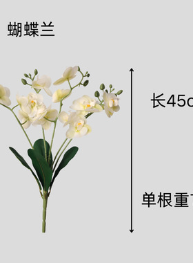 蝴蝶兰带叶单支花仿真花假花婚礼酒宴布置花卉 毕业手捧花