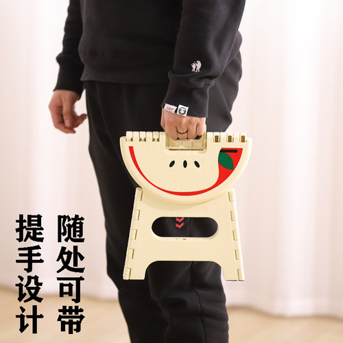 瀛欣折叠小板凳圆凳家用便携矮登卡通儿童椅子户外创意加厚塑料凳 - 图0