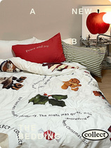 colect Christmas gift three sets original design ins retro pure cotton bed bedding pillowcase quilt cover quilt cover