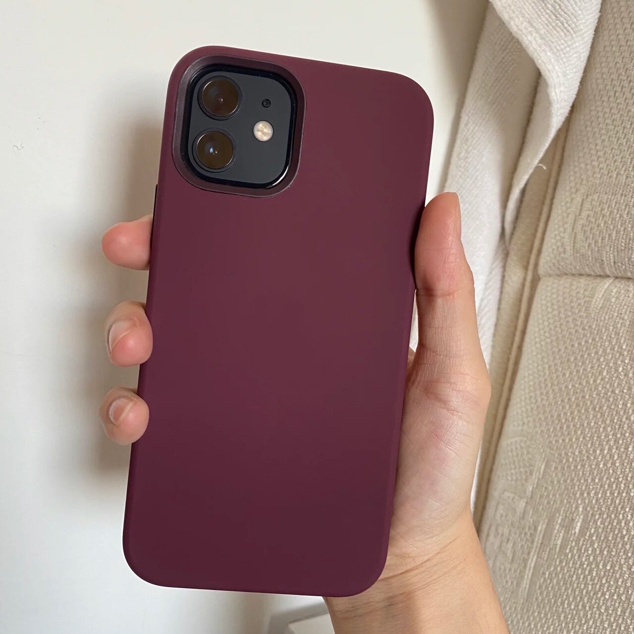 梅子色适用苹果16promax手机壳15简约14纯色12液态iphone13promax - 图2