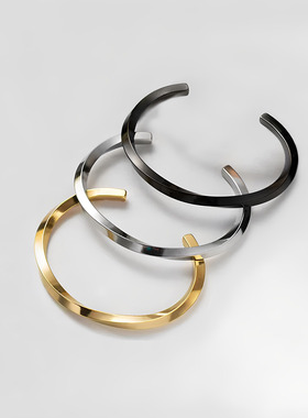 欧美时尚钛钢手镯男款免费刻字